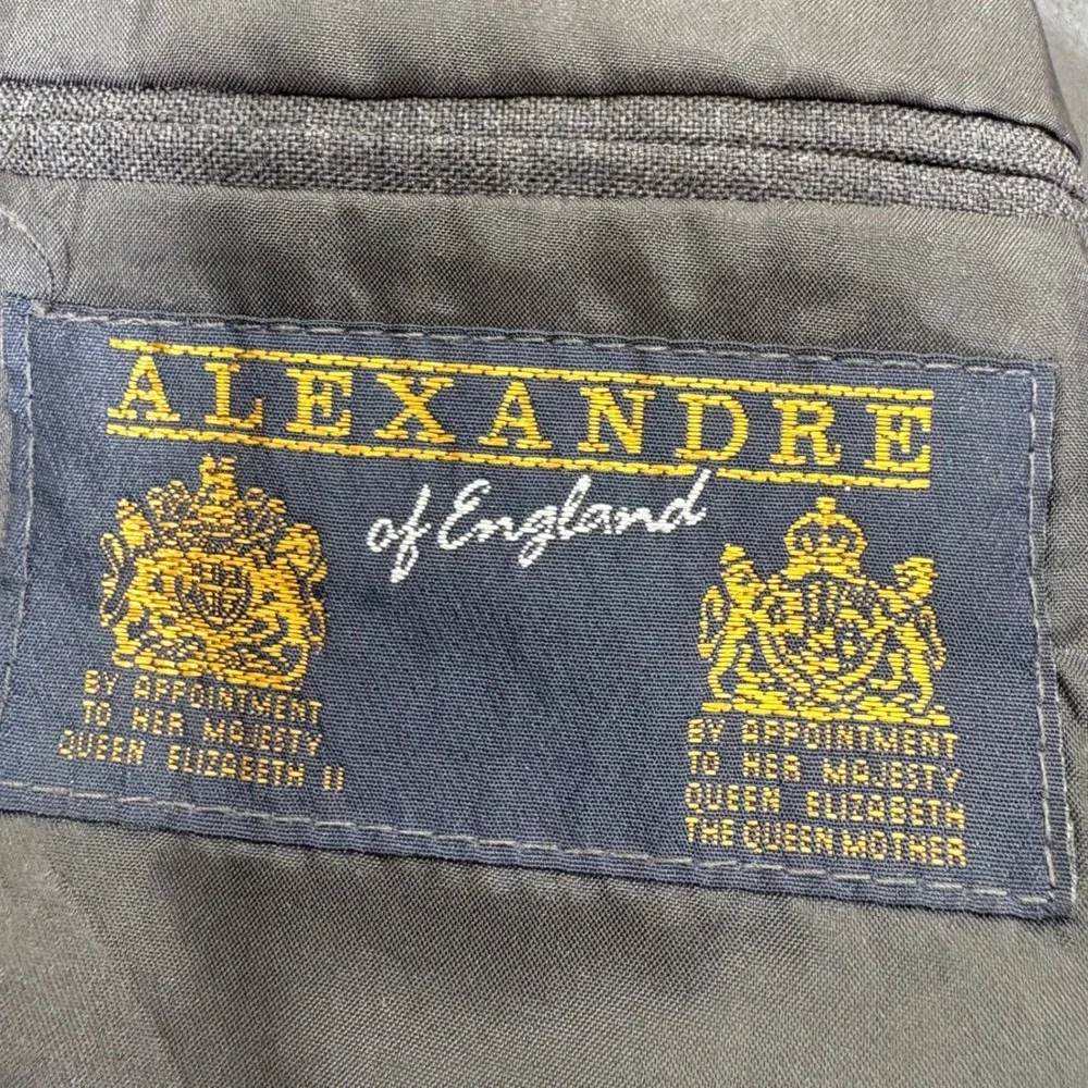 Alexandre of England Blazer 80s Vintage‎ 42R Gray Wool Made in England Jacket